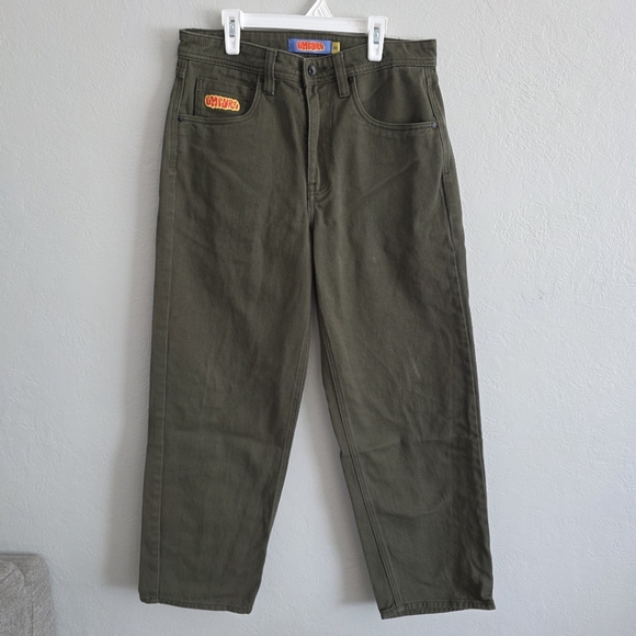 Empyre Mens Relax Green Denim Jeans Cotton Straight Leg 5 Pockets Zip Fly Sz 30 - Picture 1 of 10